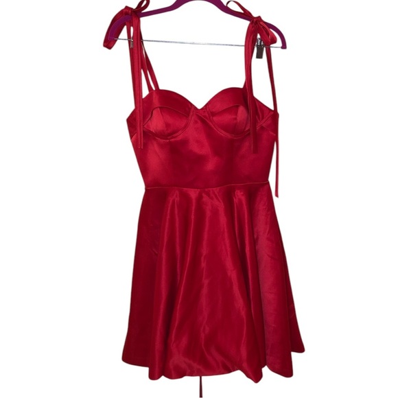VNAIX Satin A Line Bow Straps Mini Cocktail Prom Dress Club Party size 6/8 - Picture 2 of 9